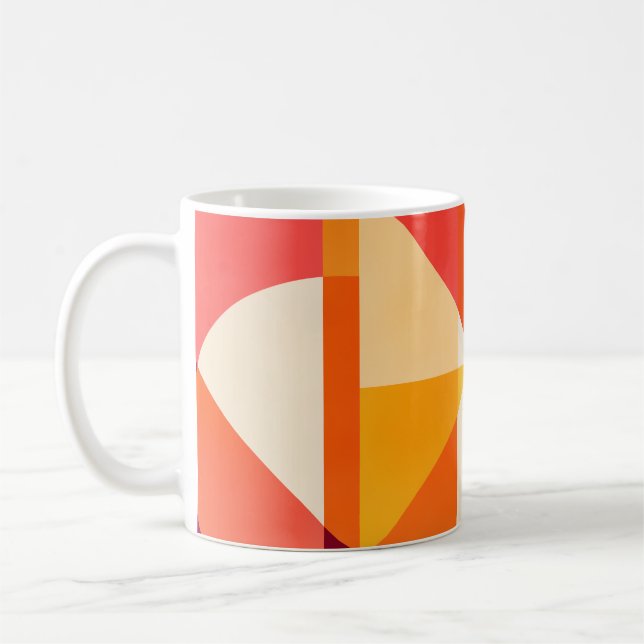 Sunlit Plum Orange Geometric Abstract Kaffemugg (Vänster)