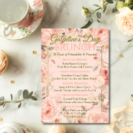 Sunlit Rococo Garden Galentine Brunch Florals Tea Inbjudningar