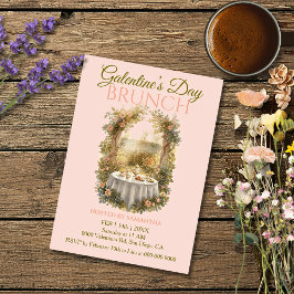 Sunlit Rococo Garden Galentine Brunch Florals Tea Inbjudningar