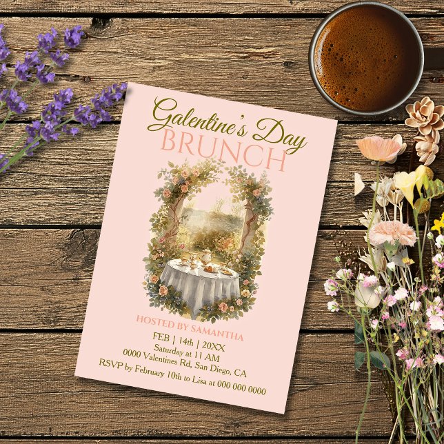 Sunlit Rococo Garden Galentine Brunch Florals Tea Inbjudningar (Skapare uppladdad)