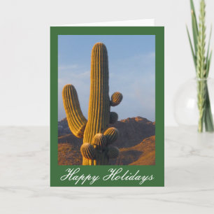 Sunlit Saguaro Cactus Julhälsningar Helgkort