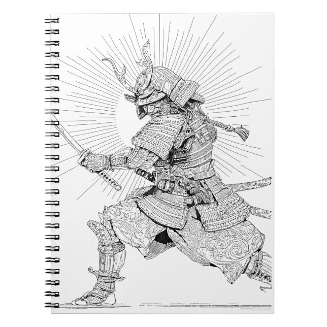 Sunlit Samurai Precision Line Art Anteckningsbok (Framsidan)