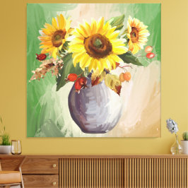 Sunlit Serenity: Solblommor i Bloom Canvastryck