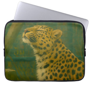 Sunlit Silence - Resterande leopard i skogsljus Laptop Fodral