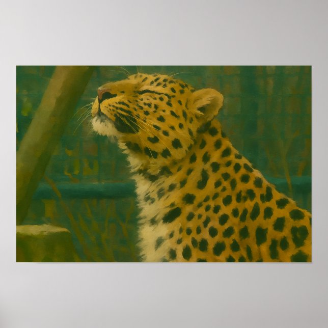 Sunlit Silence - Resterande leopard i skogsljus Poster (Framsidan)