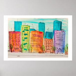 Sunlit stad poster