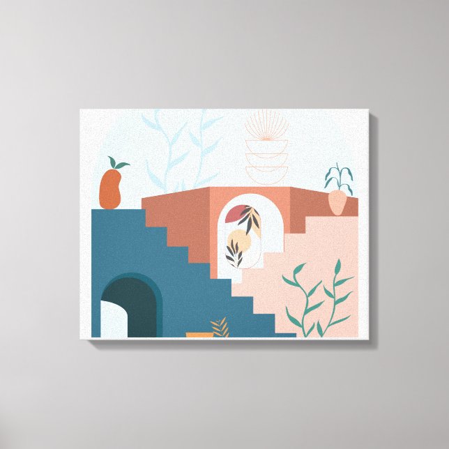 "Sunlit Terraces – Modern Abstract Wood Wall Décor Canvastryck (Framsida)