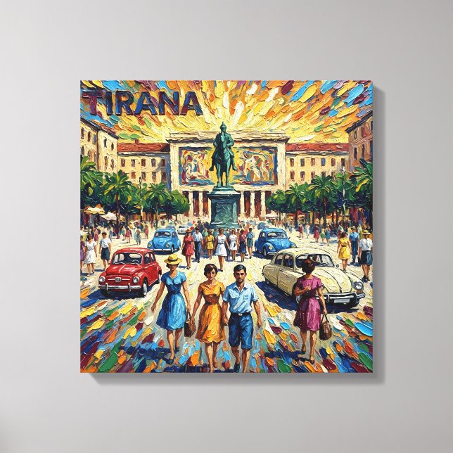 Sunlit Tirana Square Elegance Canvas Art (Framsida)