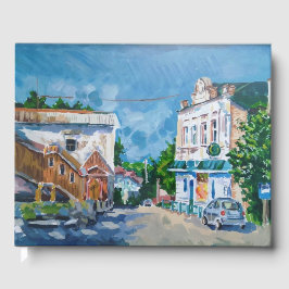 Sunlit Town Street Impressionist Guest Book | Scen Gästböcker