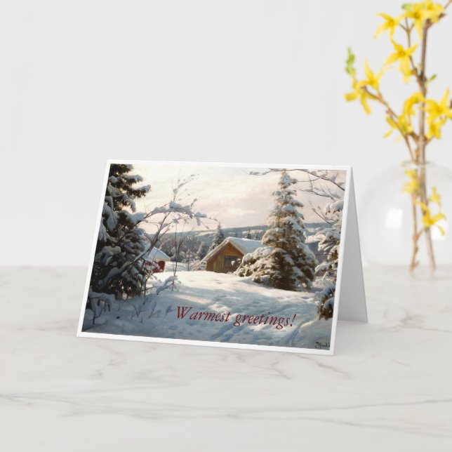 Sunlit vinterlandskap av Peder Mork Monsted Kort (Gul blomma)