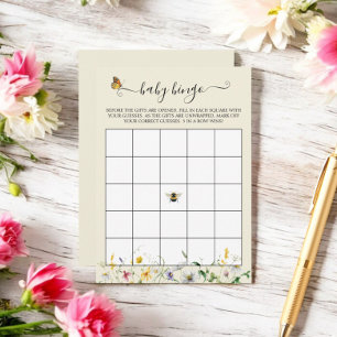 Sunlit Wildblommor, bin och Butterflies Bingo-spel Tilläggskort