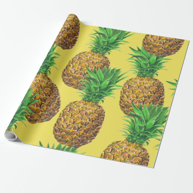 Sunny ananas presentpapper (Utrullad)
