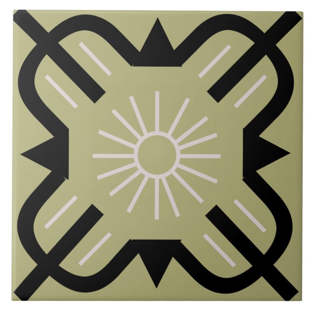 Sunny Art deco mönster Kakelplatta (Framsidan)