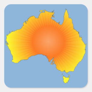 Sunny Australia Karta Fyrkantigt Klistermärke