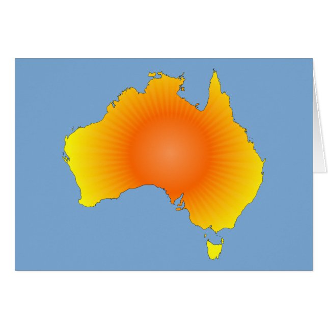 Sunny Australia Karta Hälsningskort (Framsidan Horizontal)