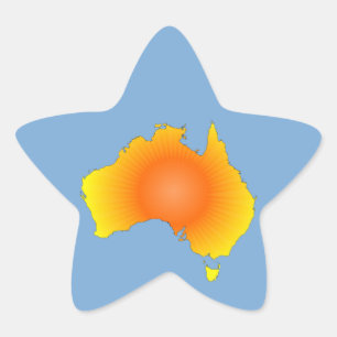 Sunny Australia Karta Stjärnformat Klistermärke