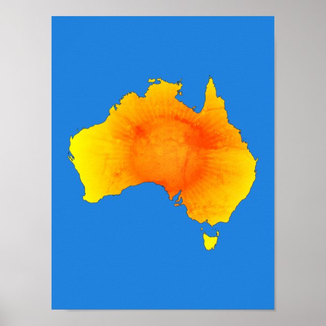 Sunny Australia Karta Vintage Stil Poster (Framsidan)