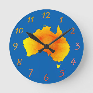 Sunny Australia Karta Vintage Stil Rund Klocka