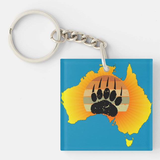 Sunny Australien med Karta med Retro Sunset (Framsidan)