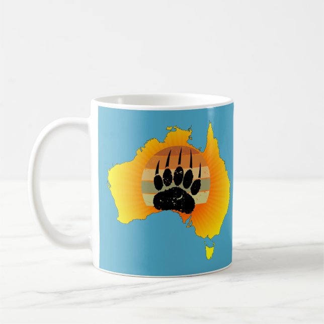 Sunny Australien med Karta med Retro Sunset Kaffemugg (Vänster)