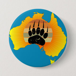 Sunny Australien med Karta med Retro Sunset Knapp