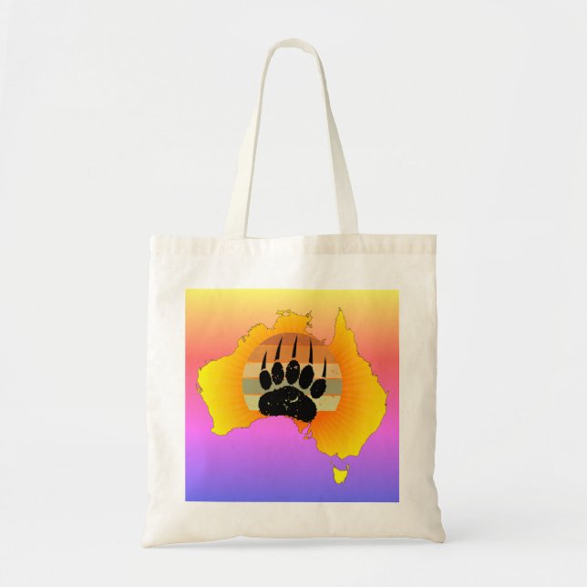 Sunny Australien med Karta med Retro Sunset Tygkasse (Framsidan)