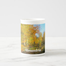 Sunny Autumn Forest - Personlig Benporslin Mugg