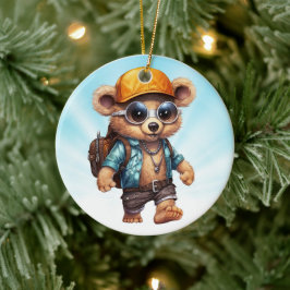 Sunny Äventyr med Beachy Bear - Redo för Roligt Julgransprydnad Keramik