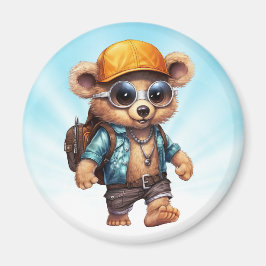 Sunny Äventyr med Beachy Bear - Redo för Roligt Magnet