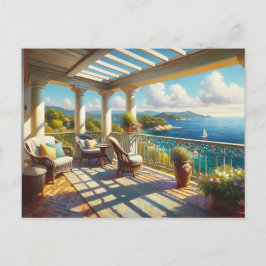 Sunny Balcony Overlook Sea Vykort