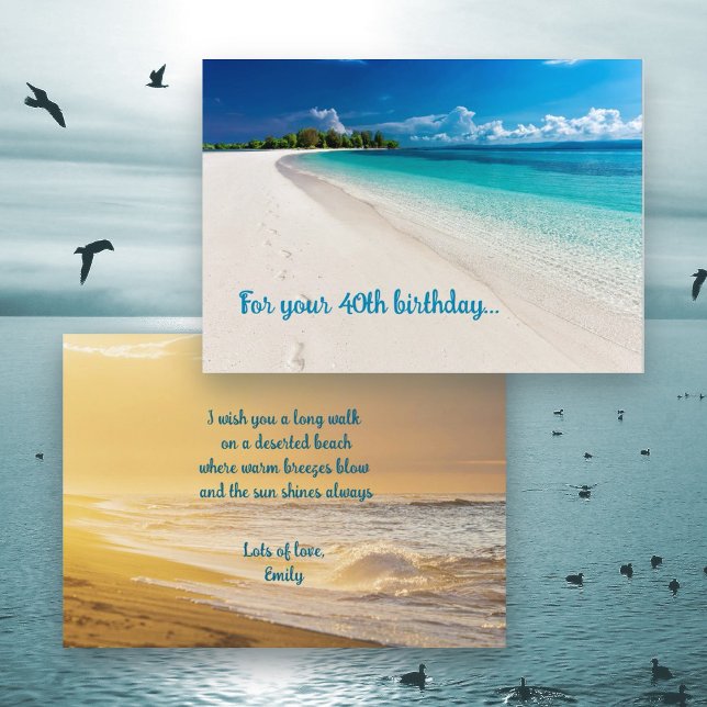 Sunny Beach Birthday Önskemål Flat Greeting Card Kort (Skapare uppladdad)