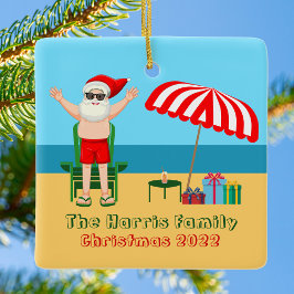 Sunny Beach Jultomten Cute Anpassningsbar jul Julgransprydnad Keramik