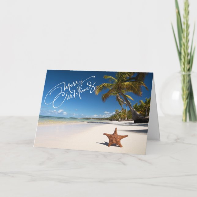 Sunny Beach med Starfish-julkort Helgkort (Framsida)