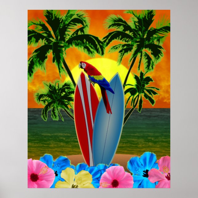 Sunny Beach Surfing Poster (Framsidan)