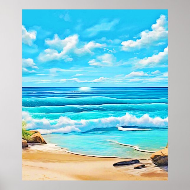 Sunny Beach Vågar Design Poster (Framsidan)