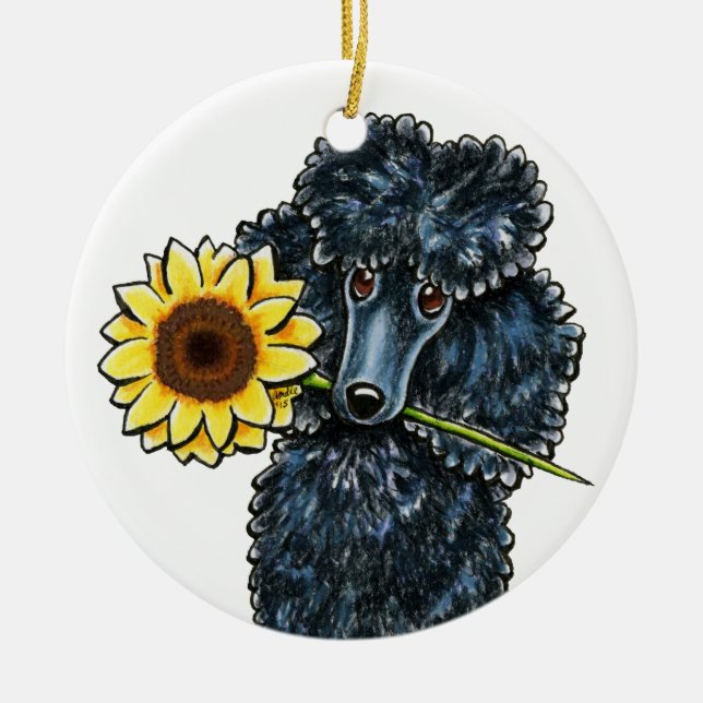 Sunny Black Miniature Pudel Personlig Julgransprydnad Keramik (Framsidan)