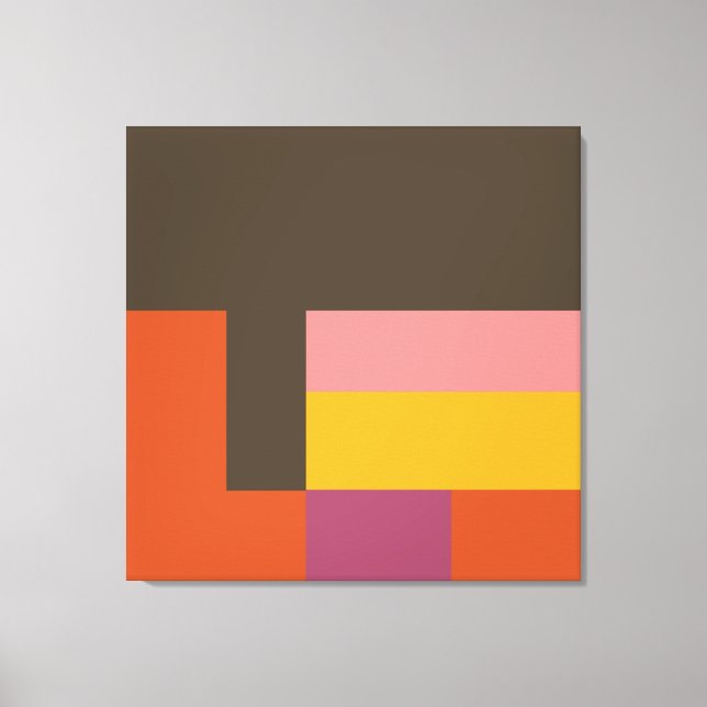 Sunny Blocks Brown & Orange Canvastryck (Framsida)