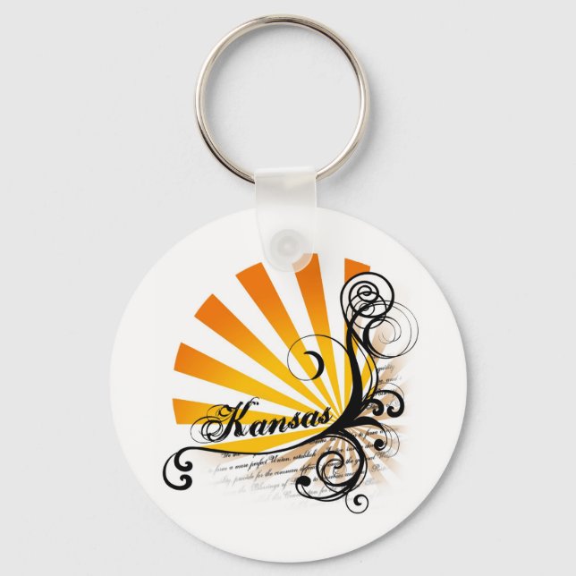 Sunny Blommigt Graphic Kansas Keychain Nyckelring (Framsida)