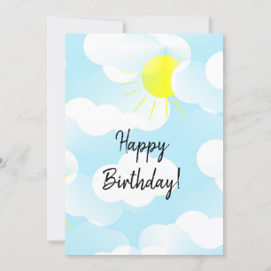 Sunny Blue Summer Himlar med Clouds Birthday Önske