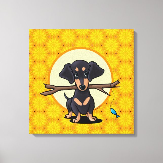 Sunny Boho Dachshund Hund Canvastryck (Framsida)