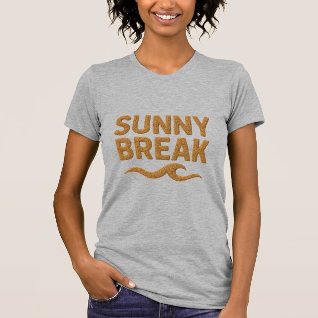 sunny break vacation  gold glitter shirt  womens s t shirt (Framsida)
