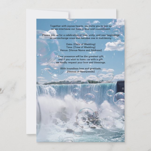 Sunny Bubbly Waterfall Wedding Invitation  Inbjudningar (Framsida)