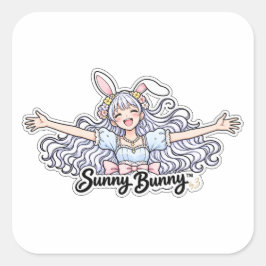 Sunny Bunny™ | Originalt kanin-karakter klistermär Fyrkantigt Klistermärke