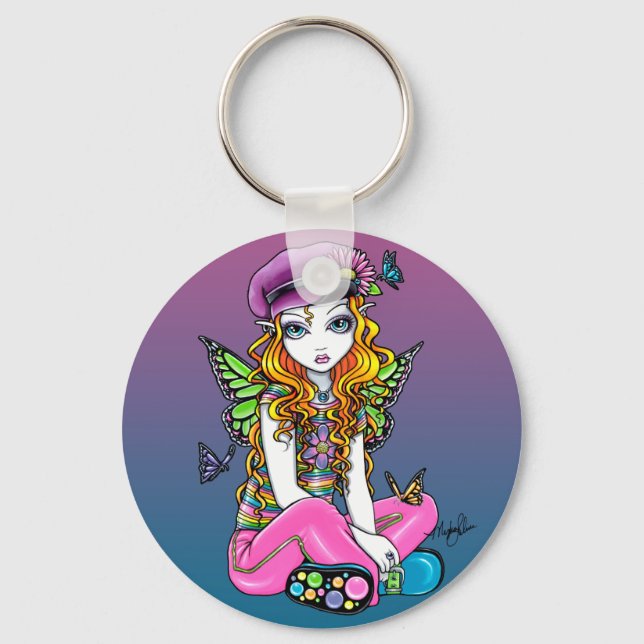 "Sunny" Butterfly Rainbow Fairy Keychain Nyckelring (Framsida)