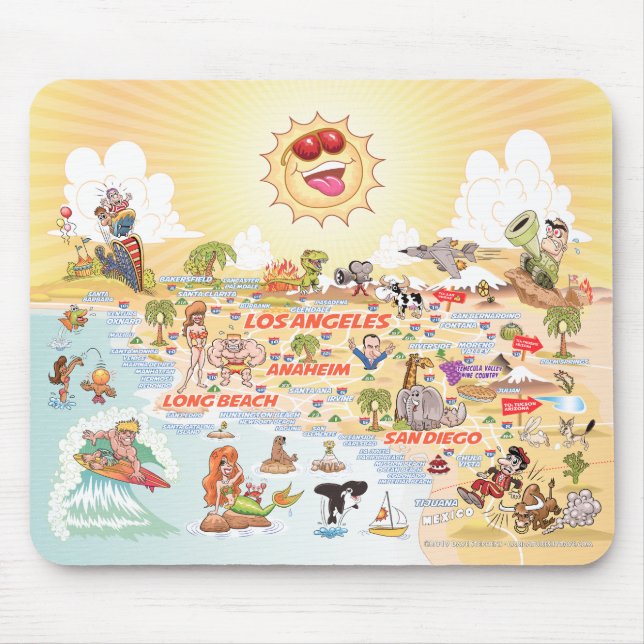 Sunny California Beach Paradise Mouse Pad Musmatta (Framsidan)