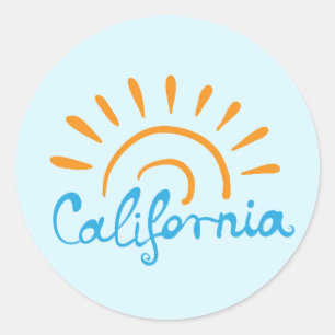 Sunny California Logotyp Runt Klistermärke