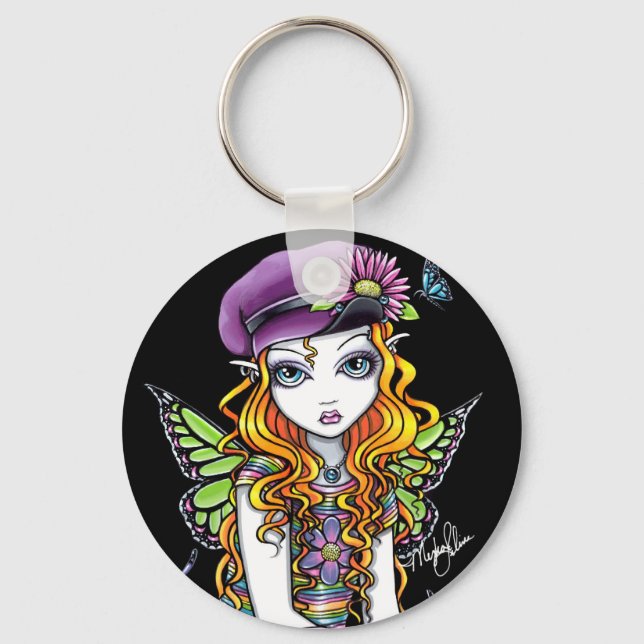 "Sunny" Canded Butterfly Rainbow Fairy Keychain Nyckelring (Framsida)