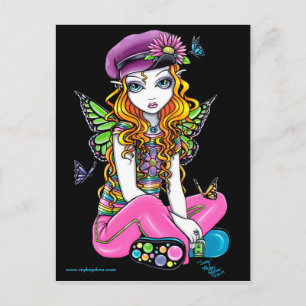 "Sunny" Canded Butterfly Rainbow Fairy Postcard Vykort