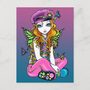 "Sunny" Canded Butterfly Rainbow Fairy Postcard Vykort