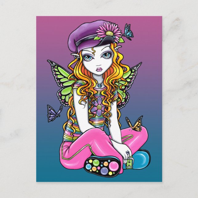 "Sunny" Canded Butterfly Rainbow Fairy Postcard Vykort (Framsida)